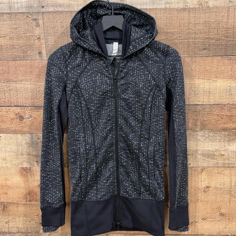 Lululemon Athletica Jacket Womens Size 4 Black Hooded Full Zip Track Running